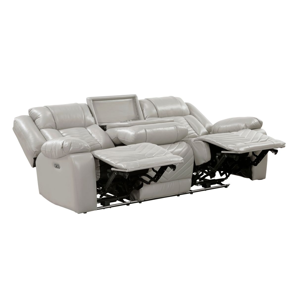 Huron - Power Double Reclining Sofa With Center Drop-Down Cup Holders, Wireless Charger, Magazine Bag, LED And Charging Ports