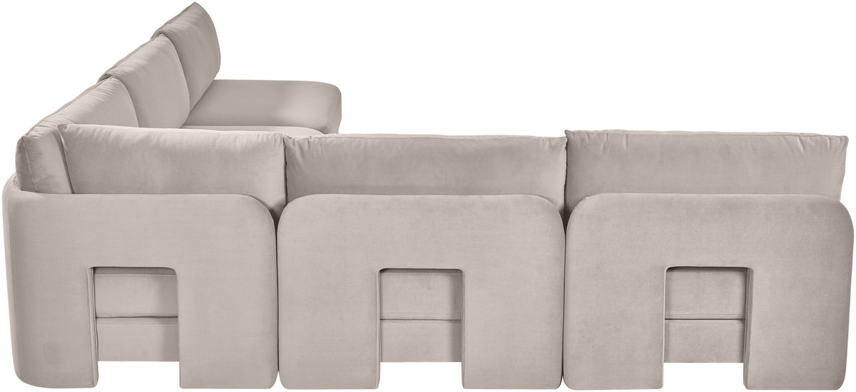 Hammond - Velvet Performance Fabric Upholstered 5 Piece Armless Sectional