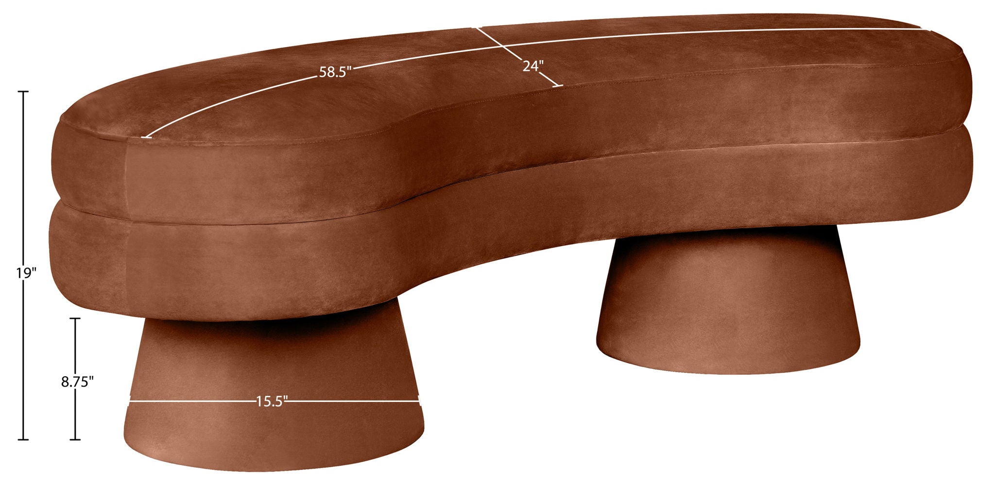 Zenna - Velvet Bench - Cognac