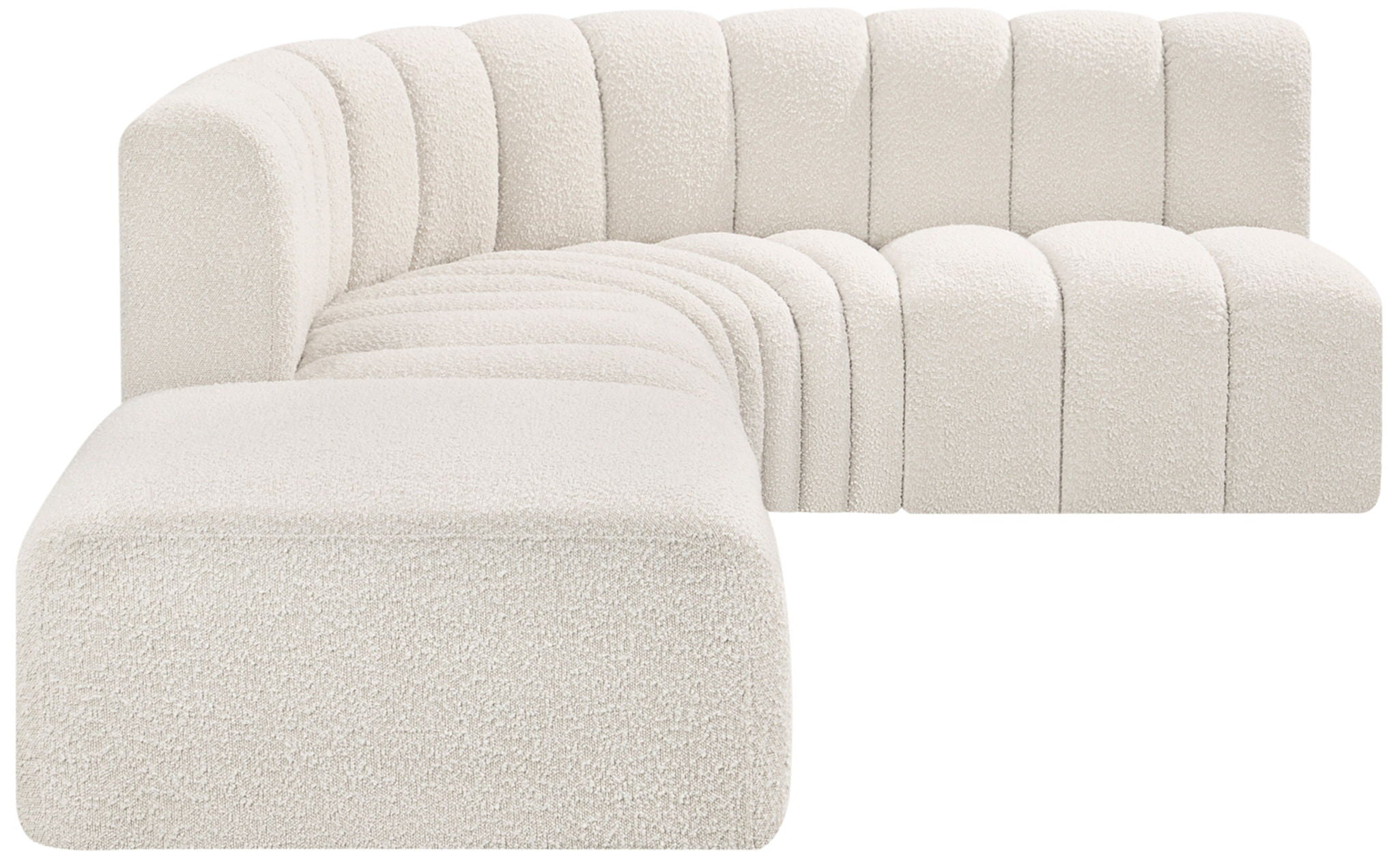 Arc - Boucle Fabric 5 Piece Corner Modular Sofa