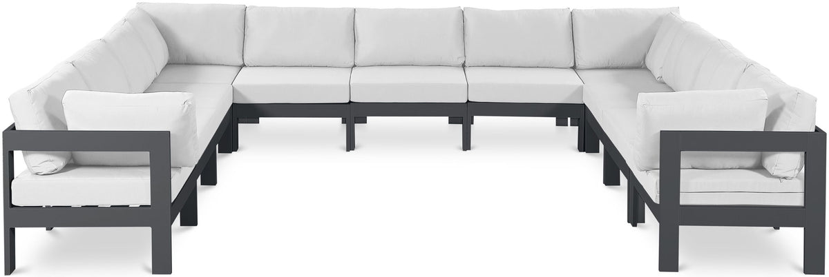 Nizuc - Outdoor Patio 11 Piece Modular Sectional With Gray Frame