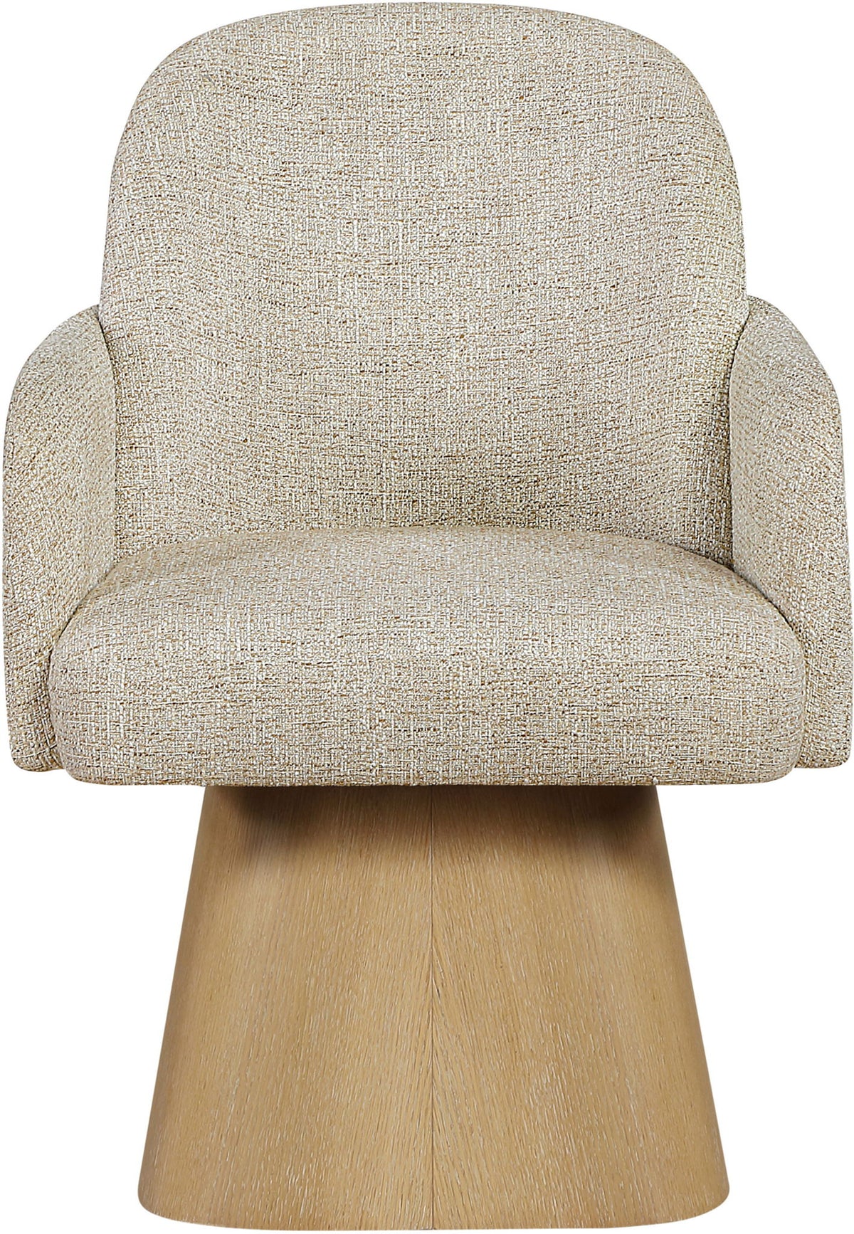 Marlowe - Linen Textured Fabric Upholstered Swivel Dining Arm Chair - Stained Natural