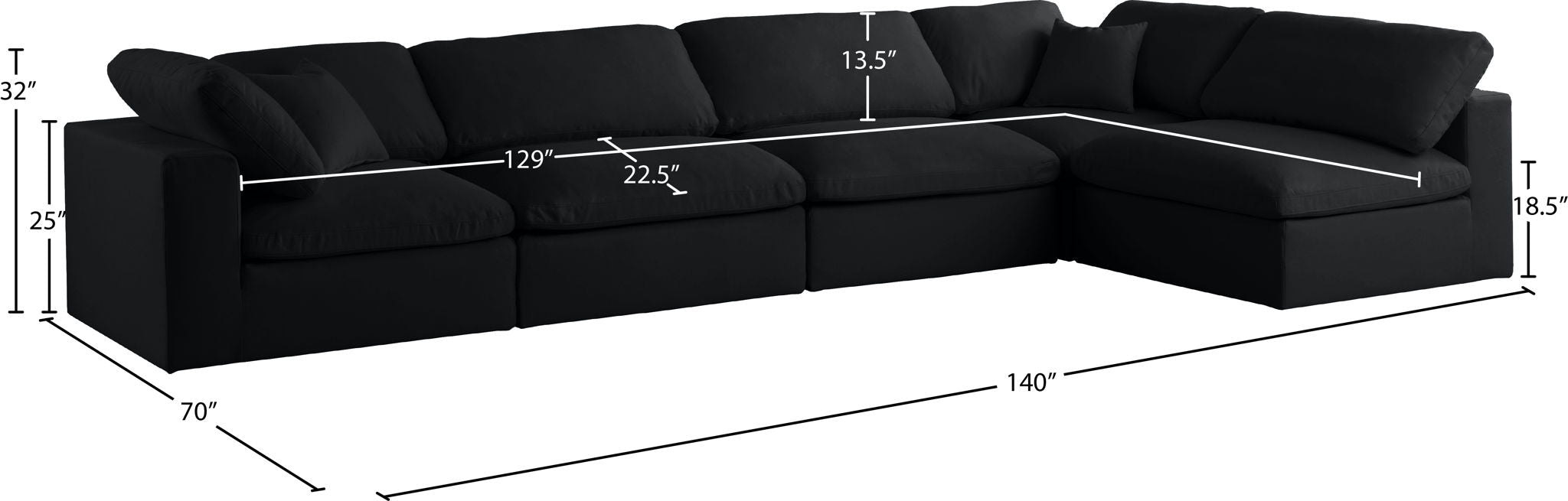 Plush - 5 Piece Modular Sectional