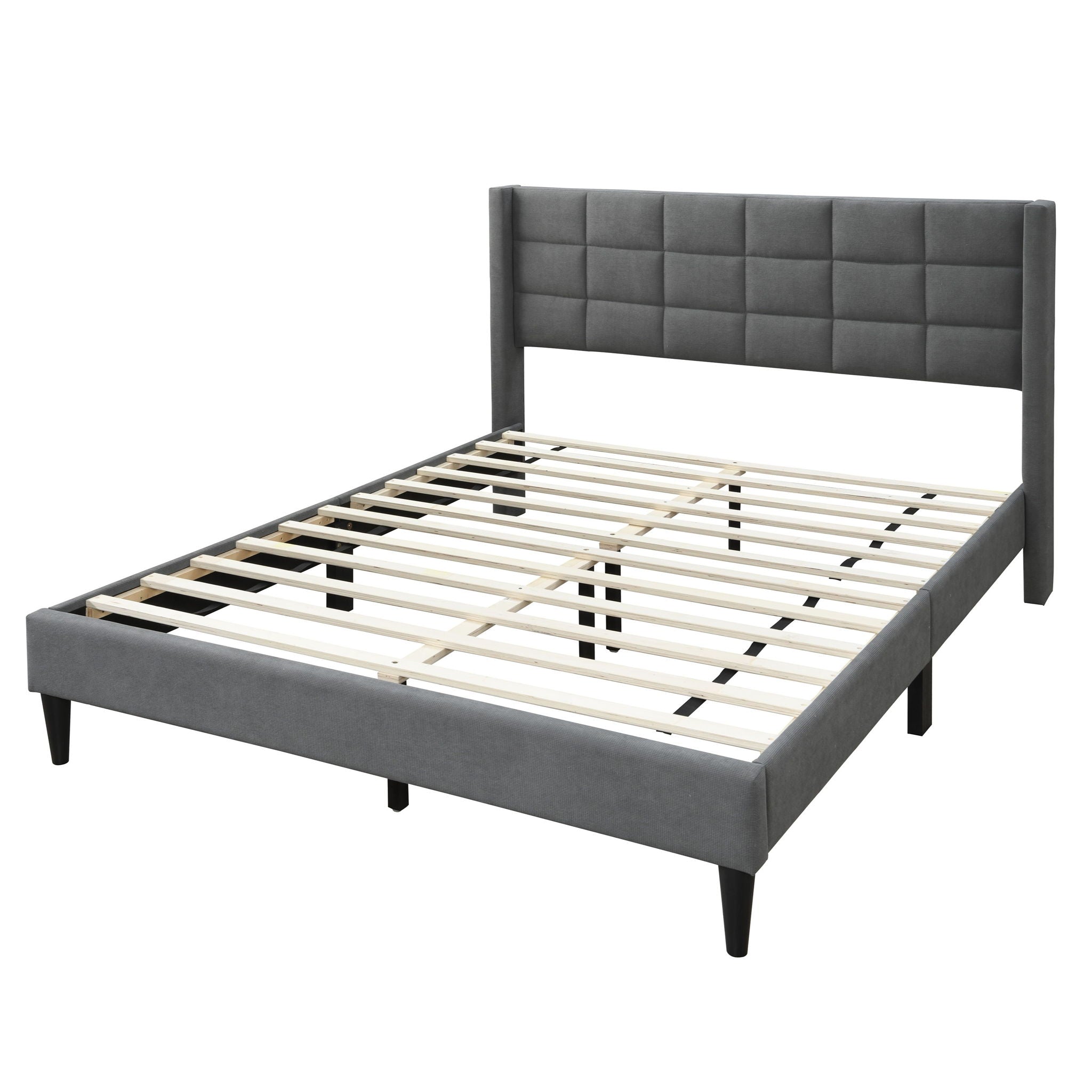 Full Size Bed Upholstered Box Headboard - Gray