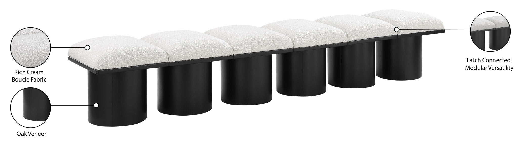 Pavilion - 6 Piece Modular Bench With Black Base