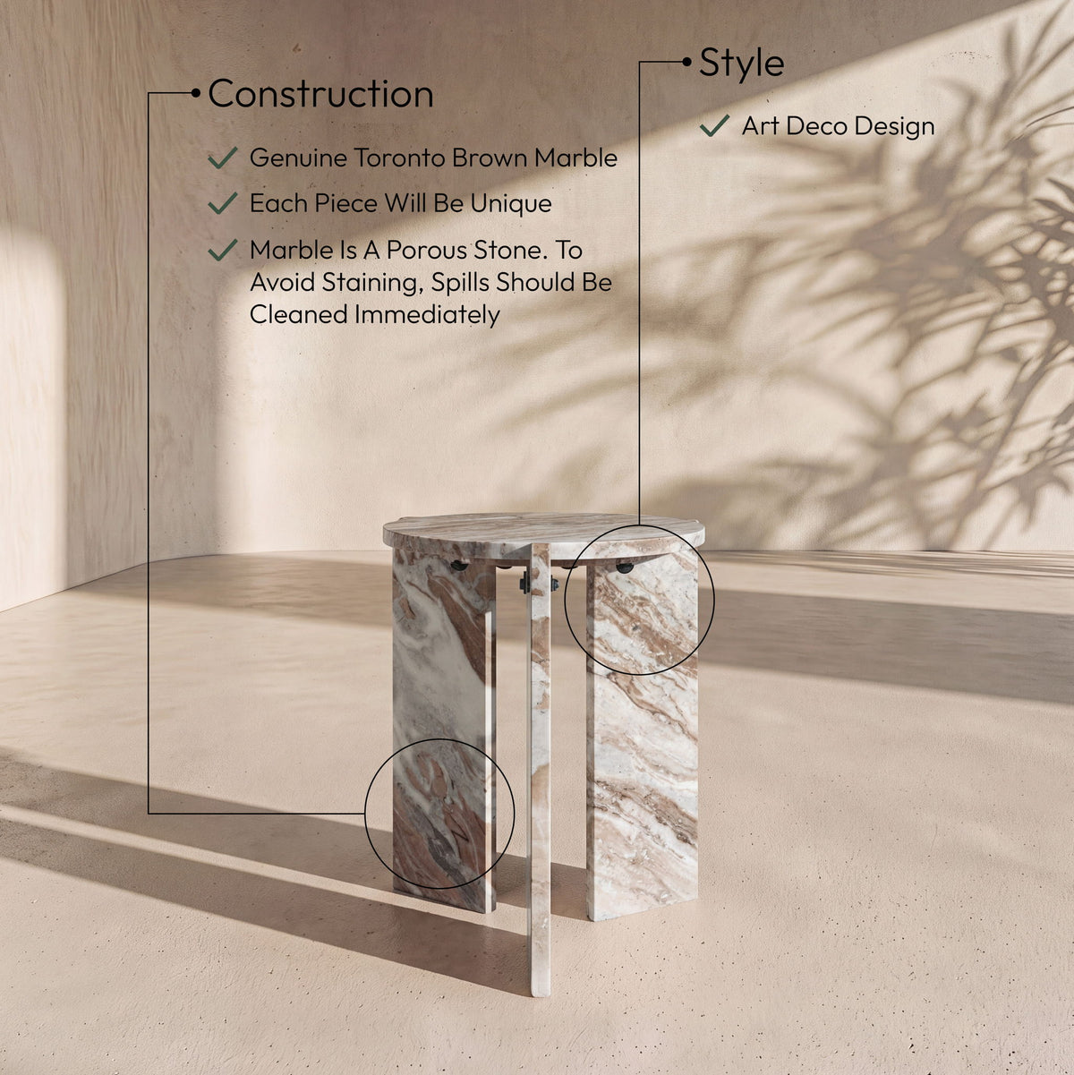 Vernazza - Genuine Marble Table