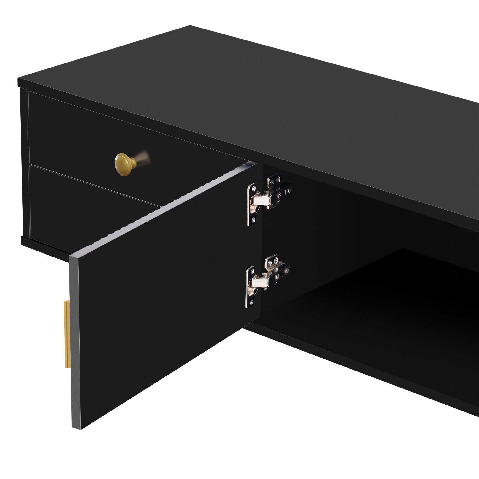 TV Media Console Table, TV Stand With Storage For Living Room - Black