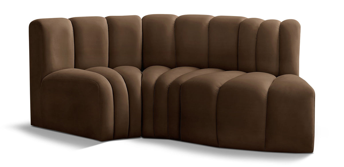 Arc - Velvet 3 Piece Modular L-Shaped Sofa