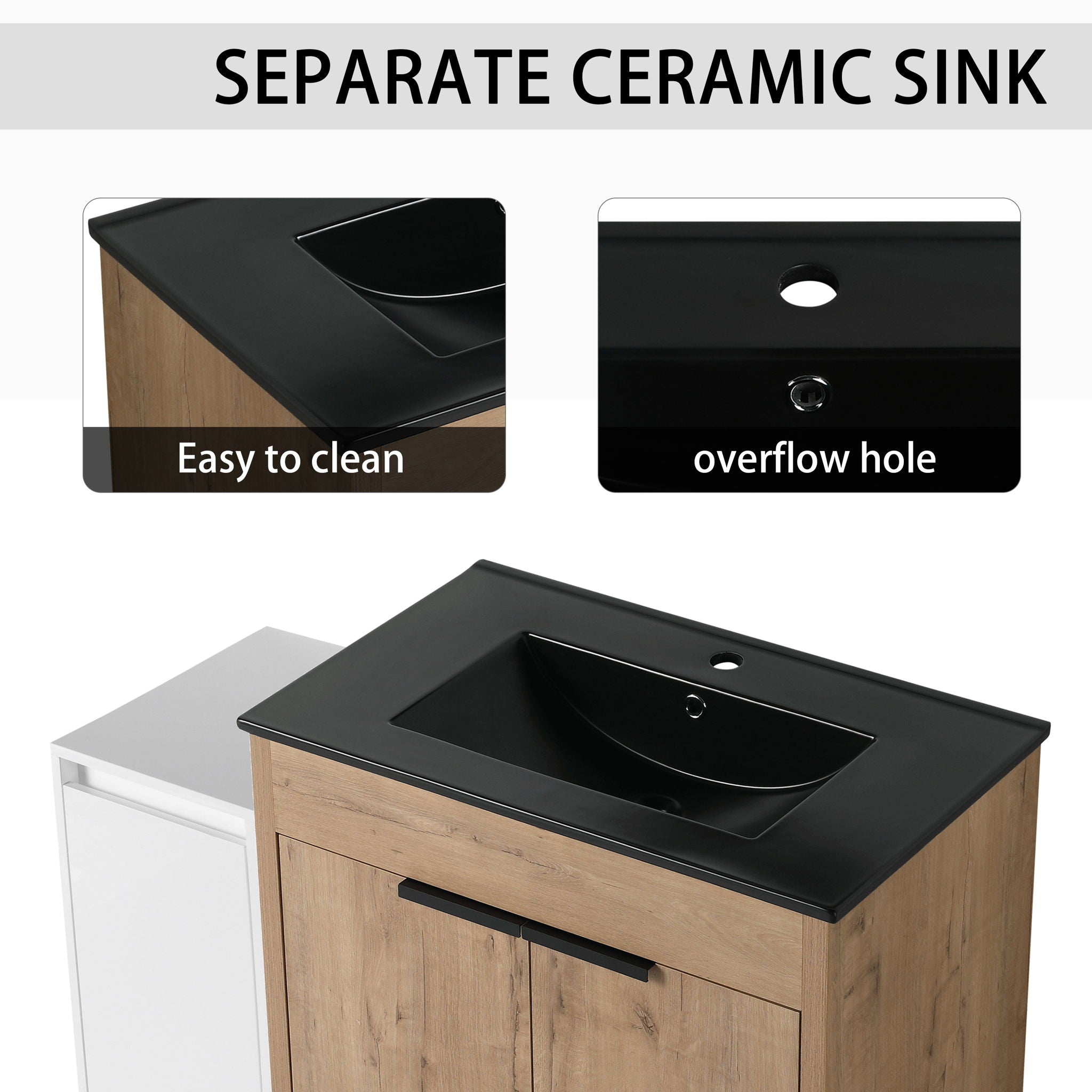 Freestanding Bathroom Vanity & Sink And Storage Cabinets, Soft Closing Doors