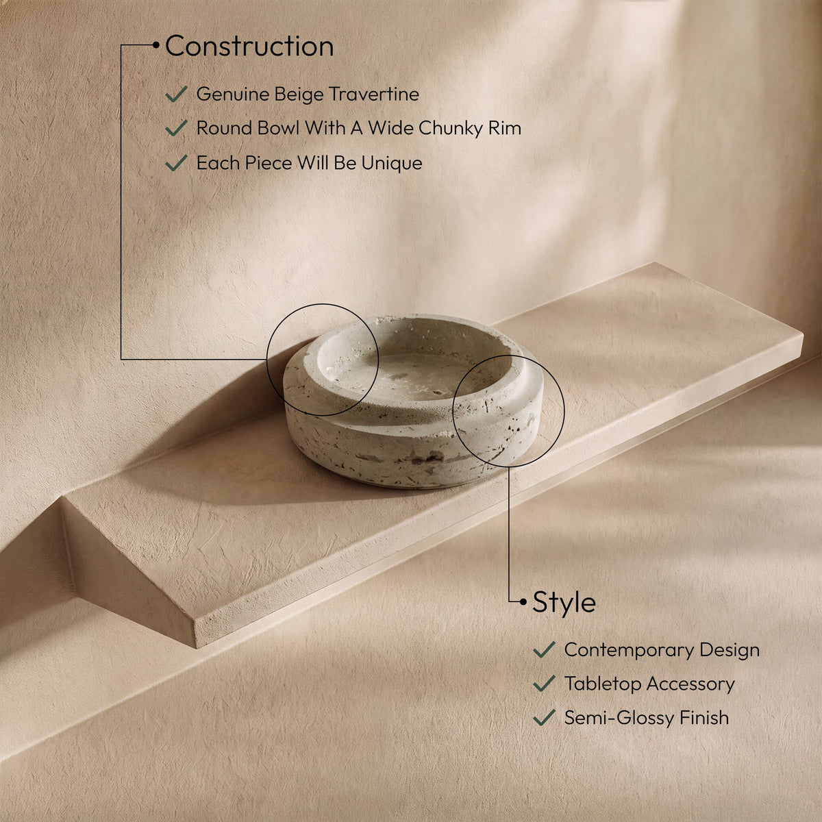 Parsons - Travertine Bowl