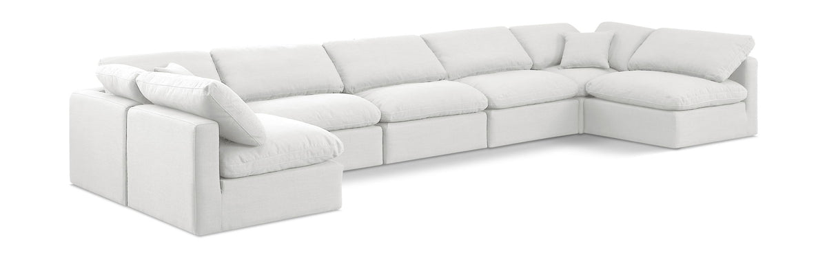 Indulge - Linen 7 Piece Modular U-Shaped Sectional - White
