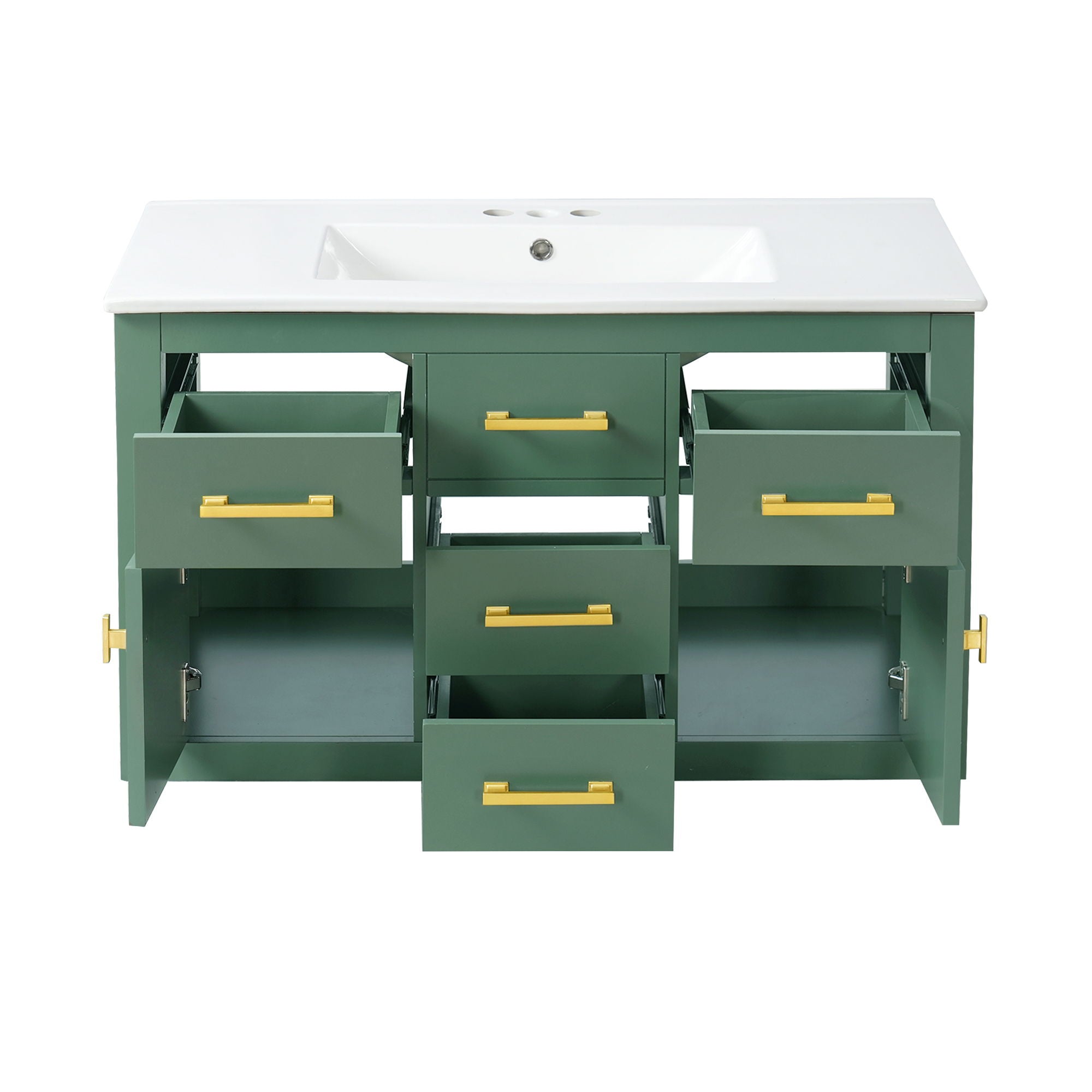 Wall Mounted Bathroom Cabinet With Sink, Multiple Drawers And Doors - Green