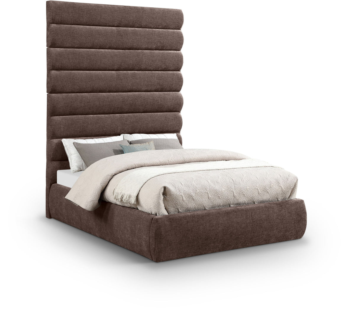 Adam - Chenille Fabric Bed With 89" Headboard