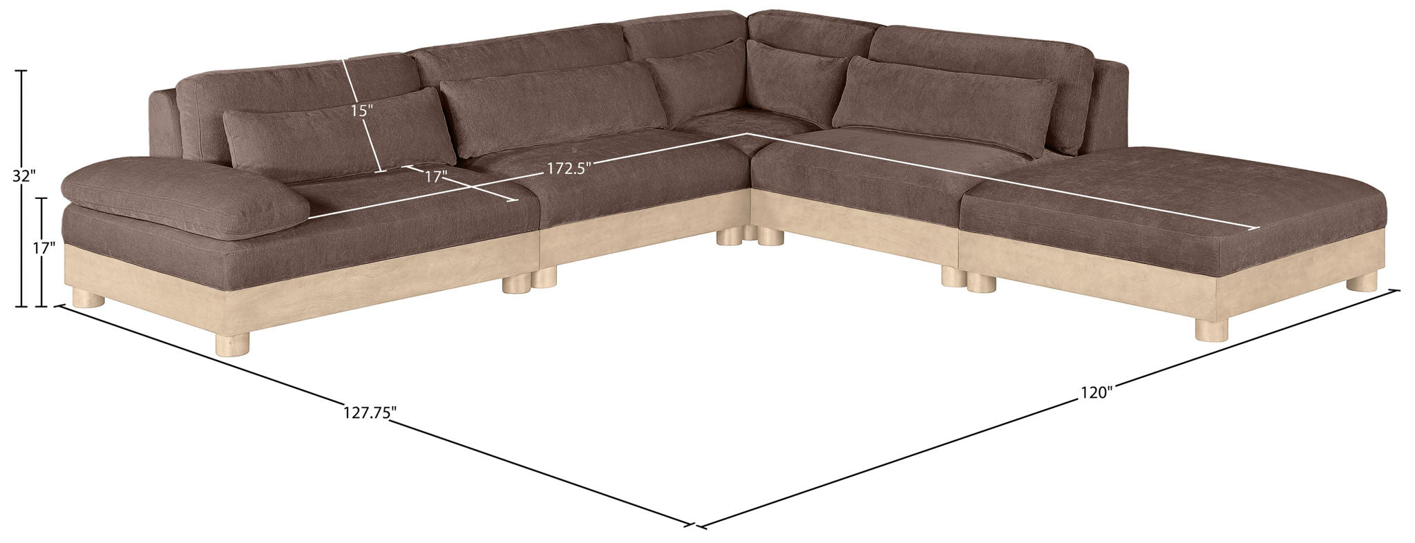 Turin - Chenille Fabric Upholstered Modular Sectional - Brown
