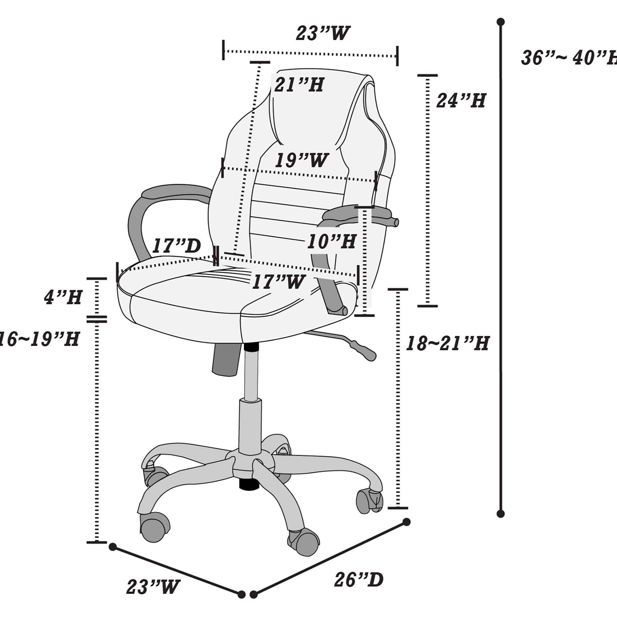 Gaming Office Chair With Adjustable Height Armrests - Black / Black / Blue / Blue