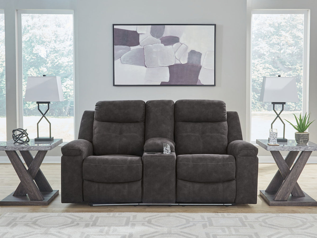 Brysonview - Double Reclining Loveseat With Console - Charcoal