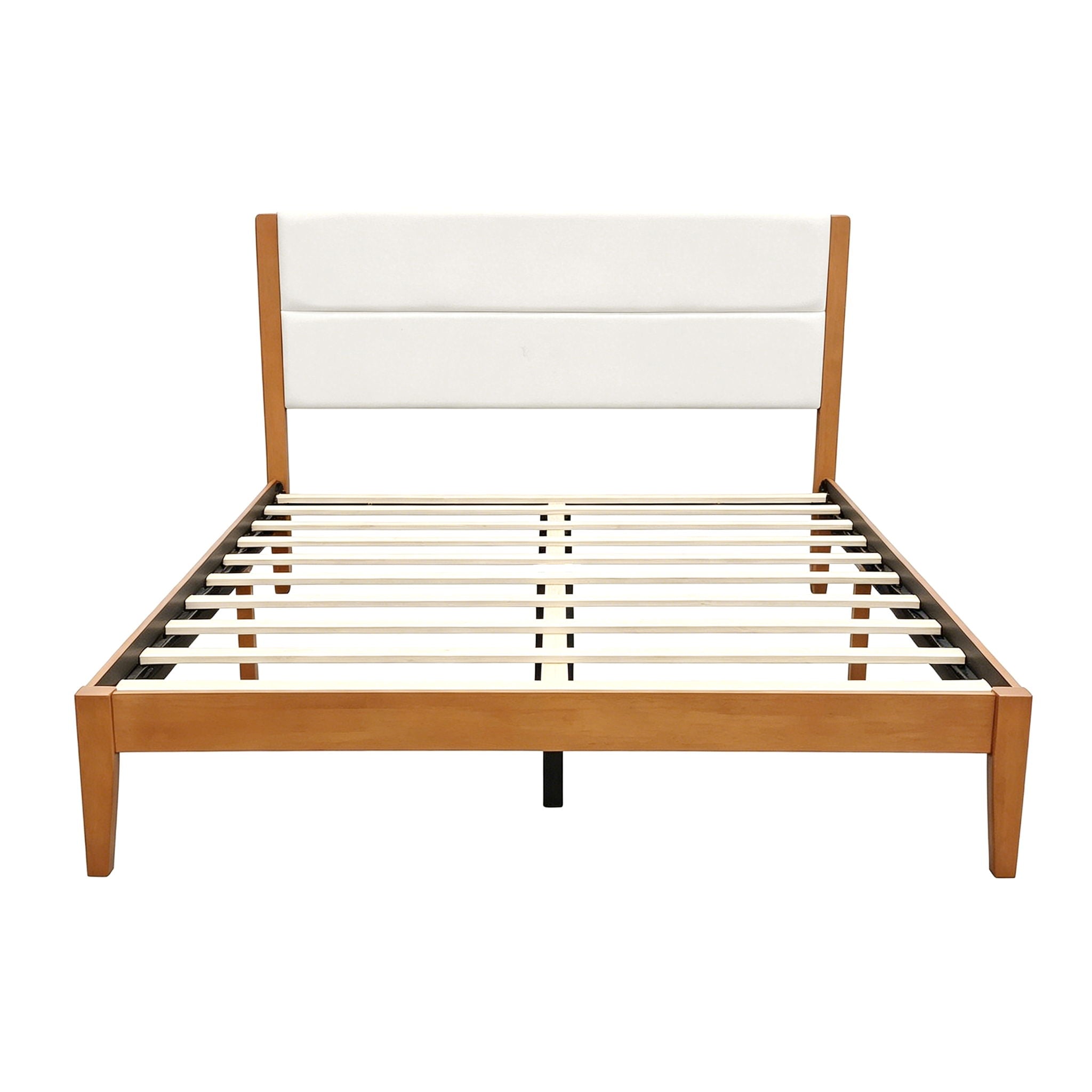 Platform Bed Frame With Upholstered Headboard, Slat Support