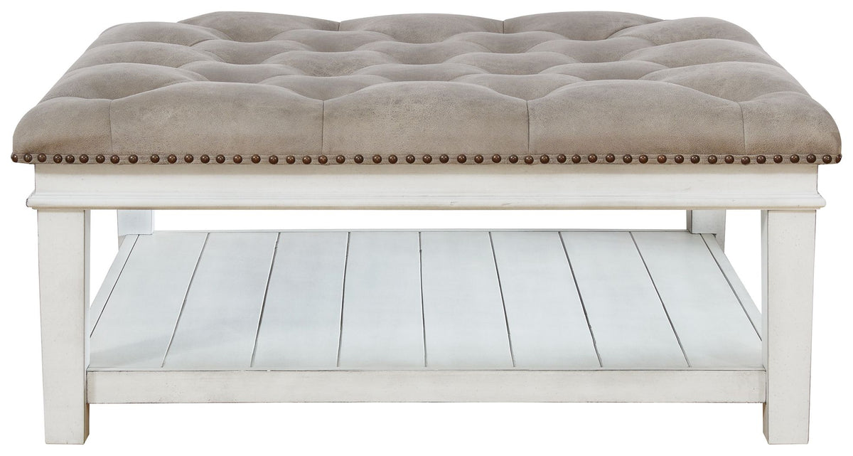 Kanwyn - Uph Ottoman Cocktail Table - Whitewash