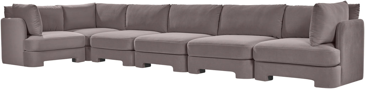 Hammond - Velvet Performance Fabric Upholstered 6 Piece L-Shaped Sectional