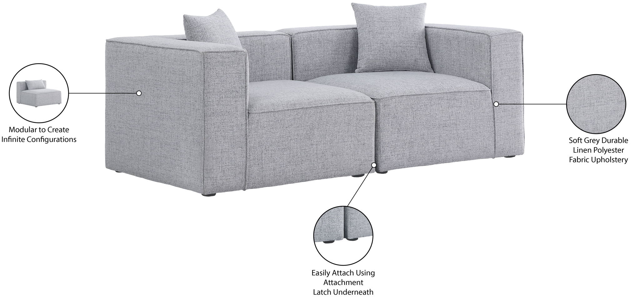 Cube - Linen Modular 2 Seat Sofa