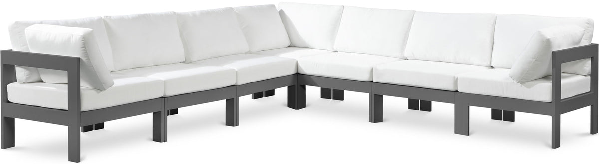 Nizuc - Outdoor Patio 7 Piece Modular Sectional With Gray Frame