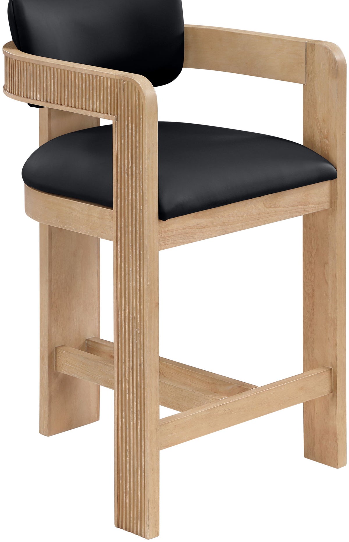 Sacha - Vegan Leather Upholstered Counter Stool With Natural Base