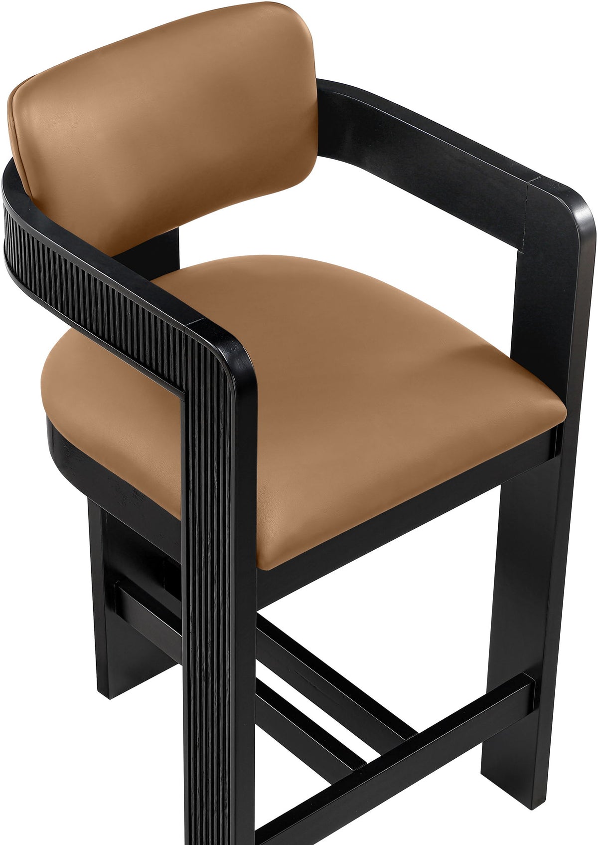 Sacha - Vegan Leather Upholstered Counter Stool With Black Base