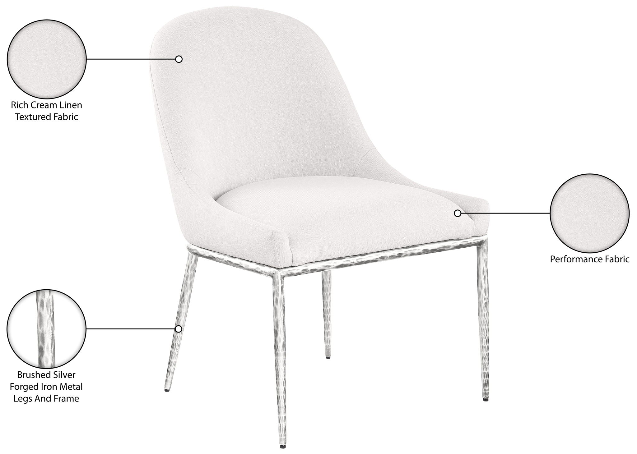 Ferro - Upholstered Dining Side Chair With Brushed Silver Legs
