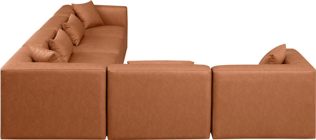 Cube - 6 Piece Modular Corner Sectional - Cognac