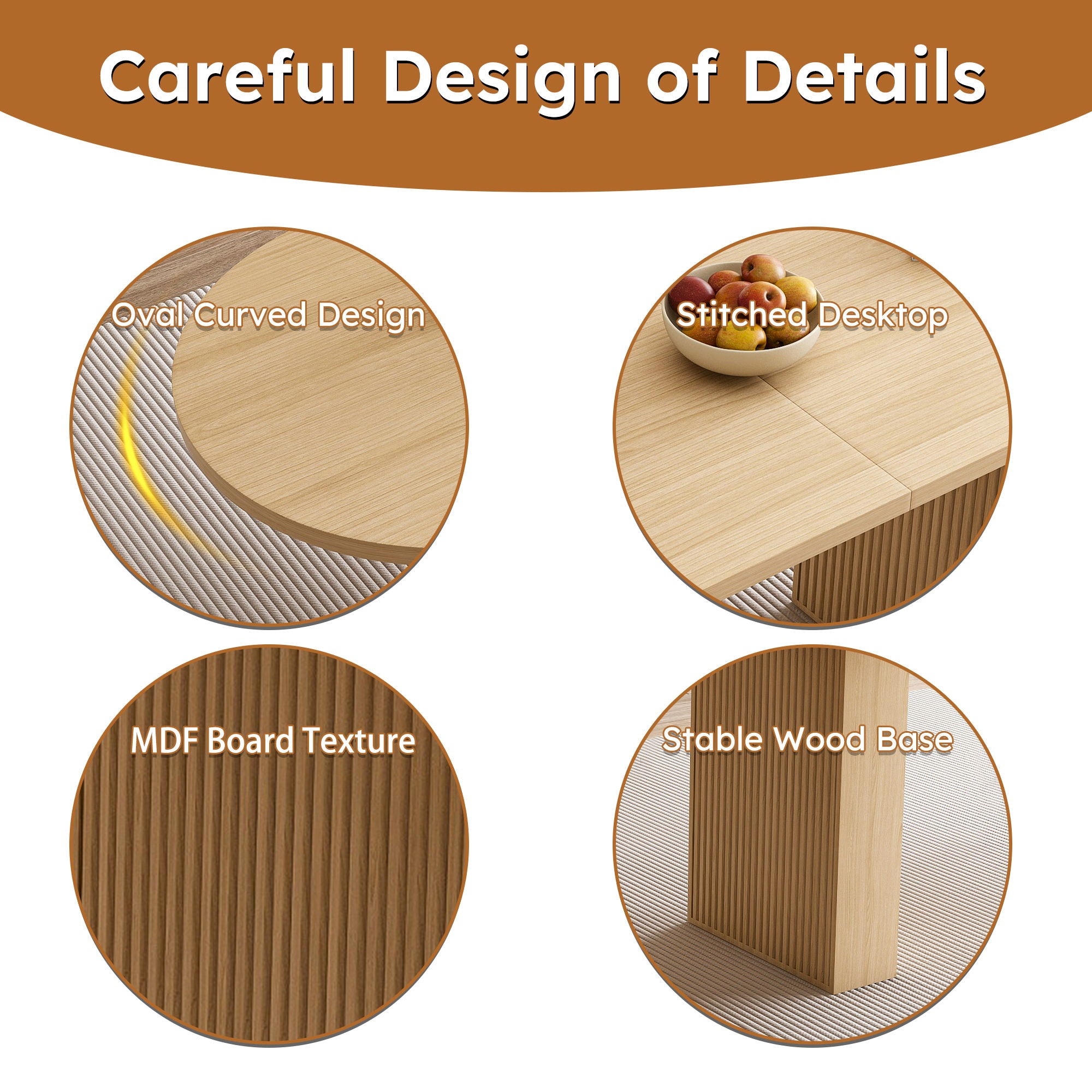 Oval Dining Table With Slim Base - Light Walnut