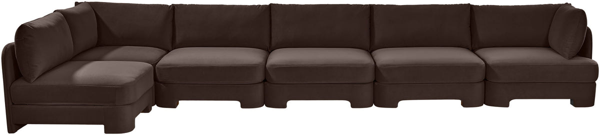 Hammond - Velvet Performance Fabric Upholstered 6 Piece L-Shaped Armless Sectional