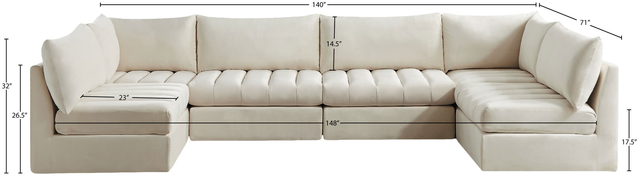 Jacob - Modular U-Shaped Sectional 6 Piece