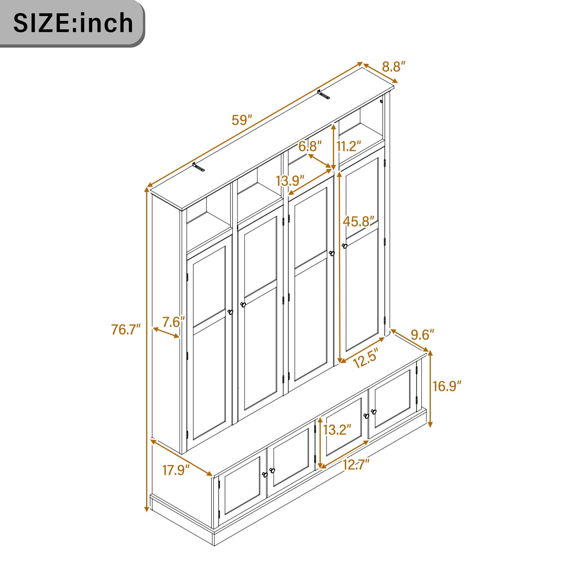 Hall Tree With Bench And Cabinet