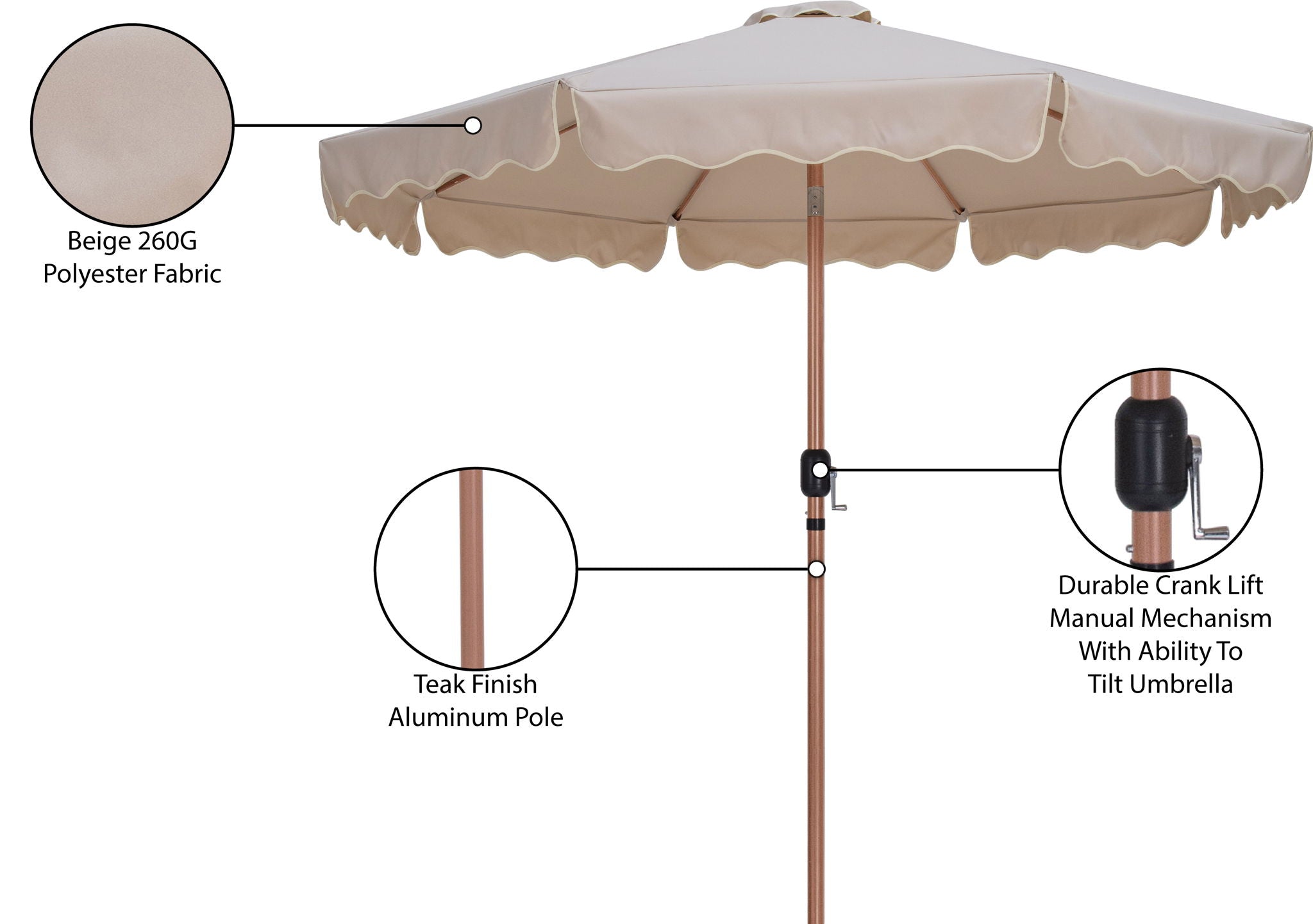 Amalfi - Patio Umbrella - Light Brown Pole