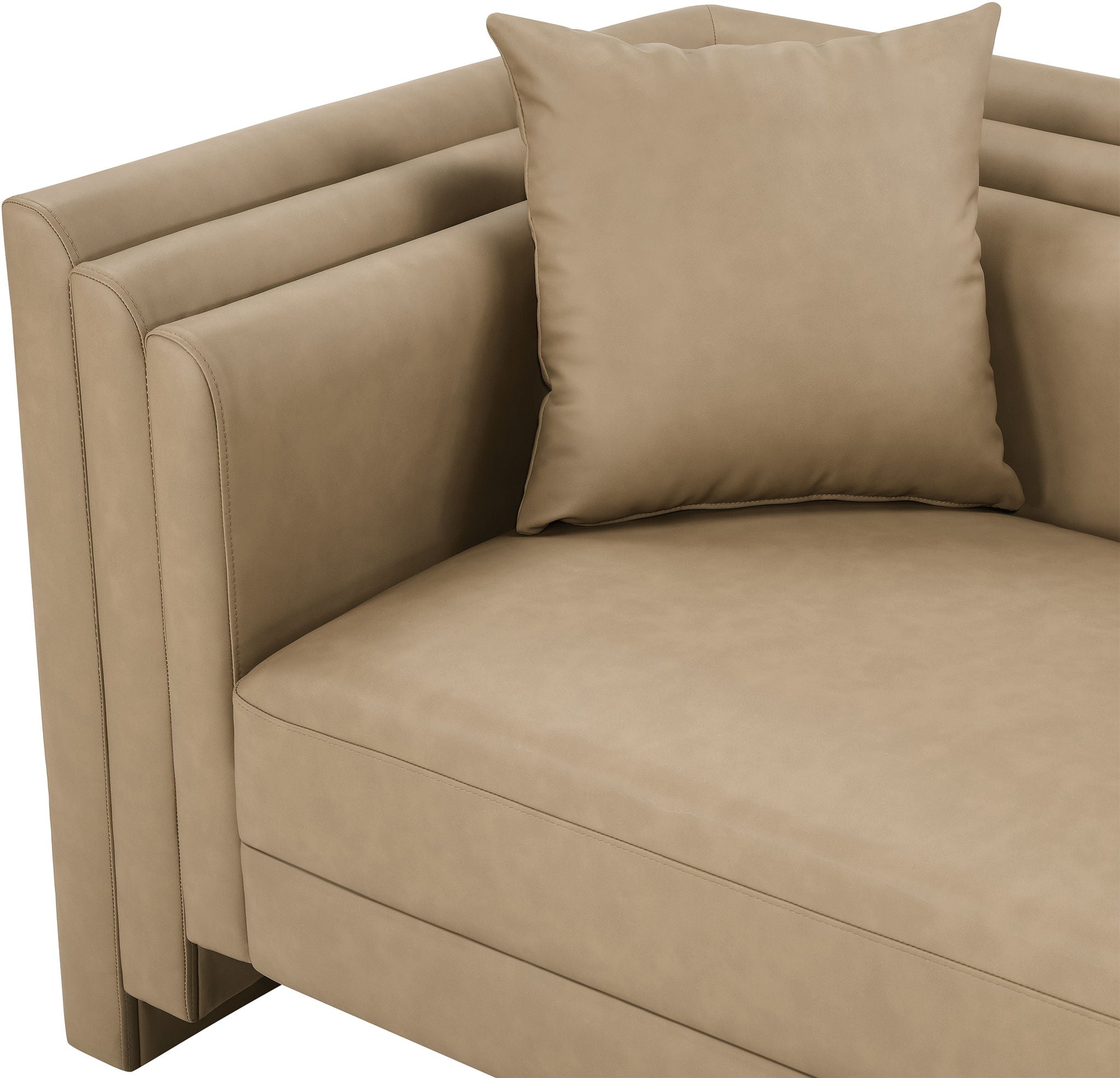 Everett - Vegan Leather 88.5" Upholstered Sofa - Tan