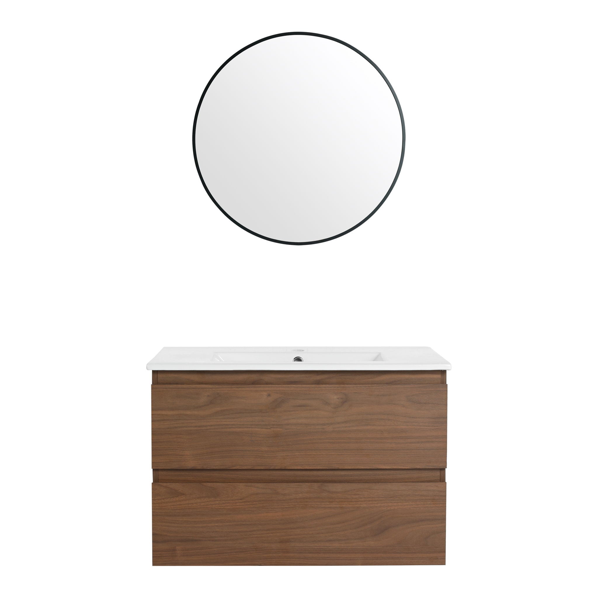 Wall Mounted Bathroom Vanity & Sink, 2 Soft Close Drawers