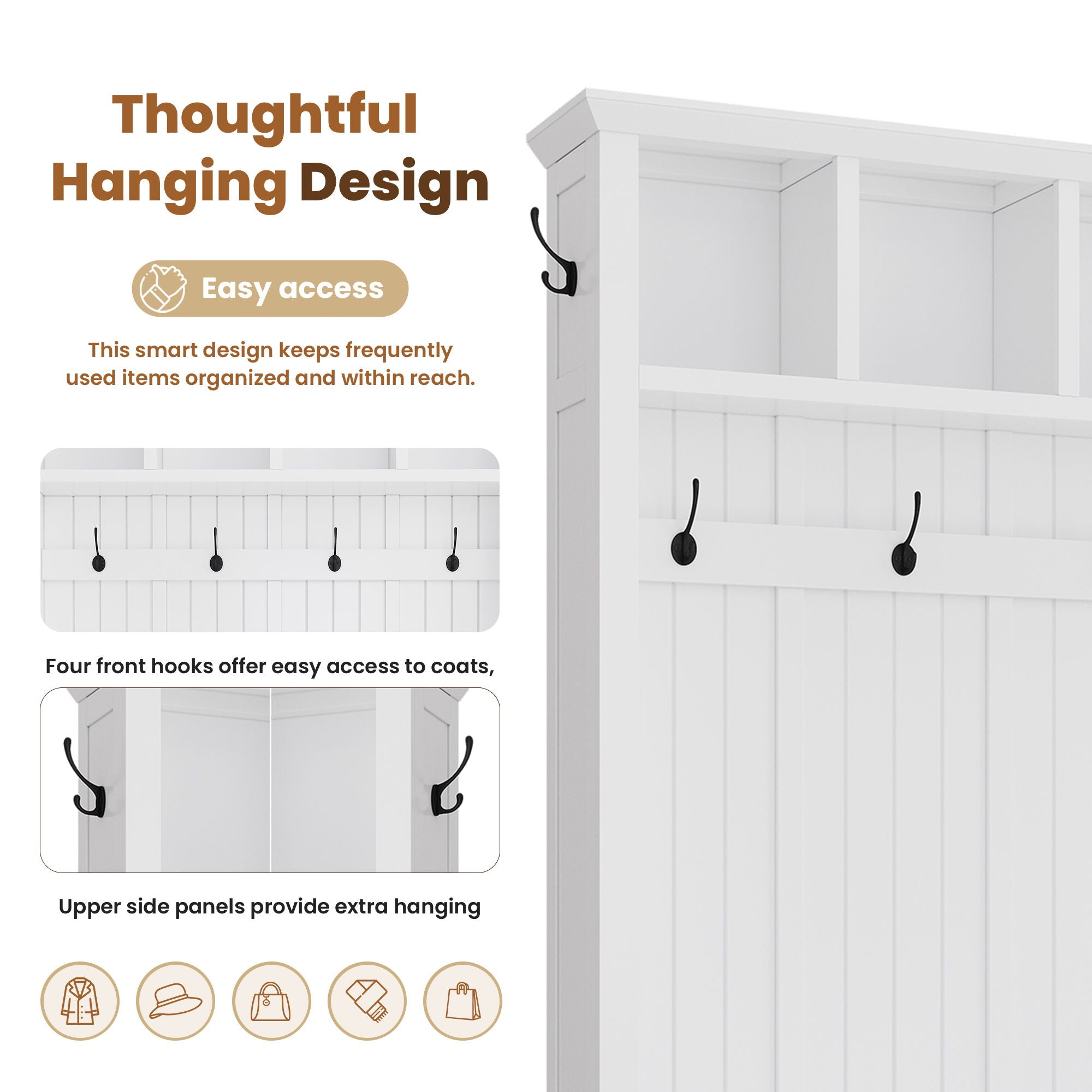 Hall Tree With 4 Drawers, Coat Rack With 6 Hooks