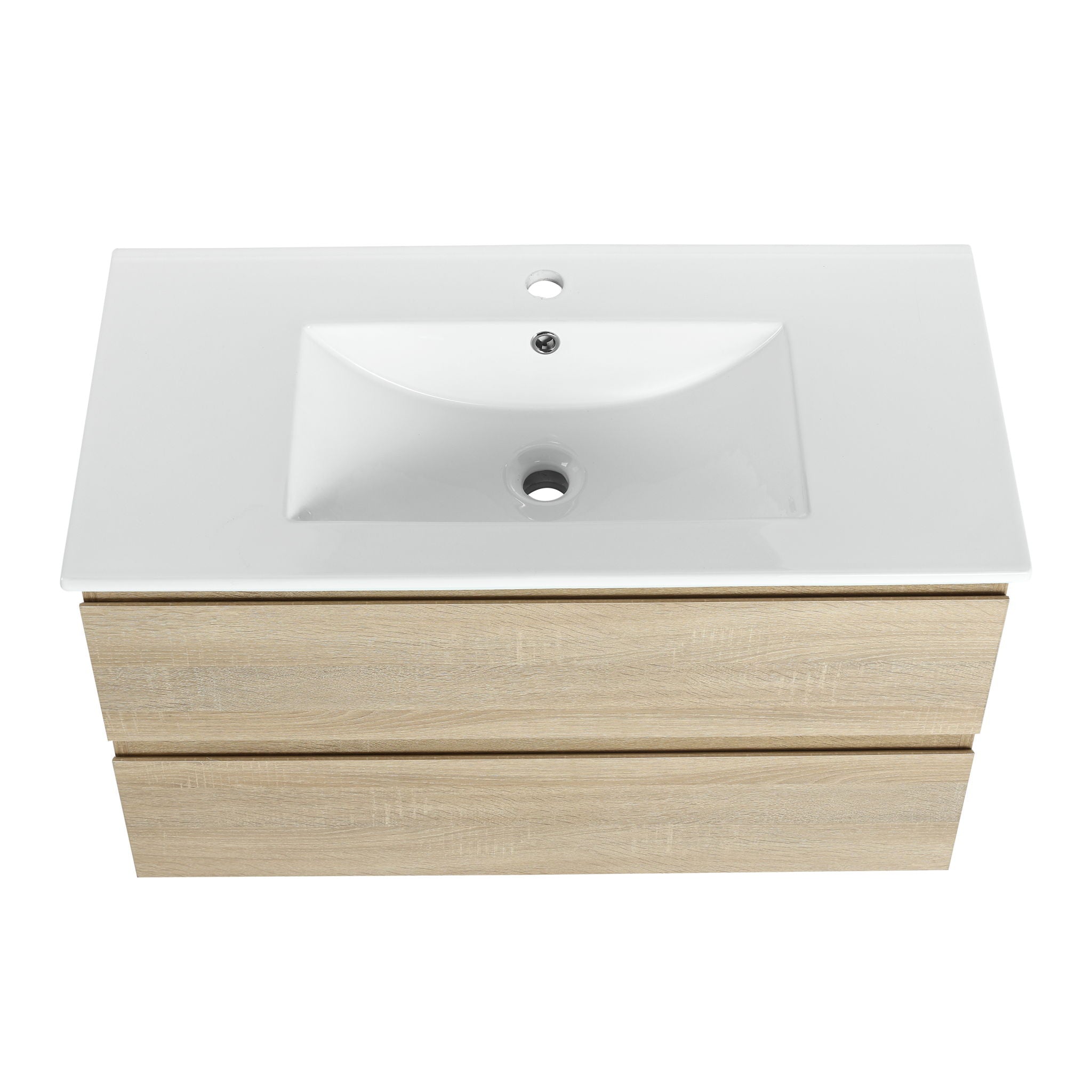 Wall Mounted Bathroom Vanity & Sink, 2 Soft Close Drawers