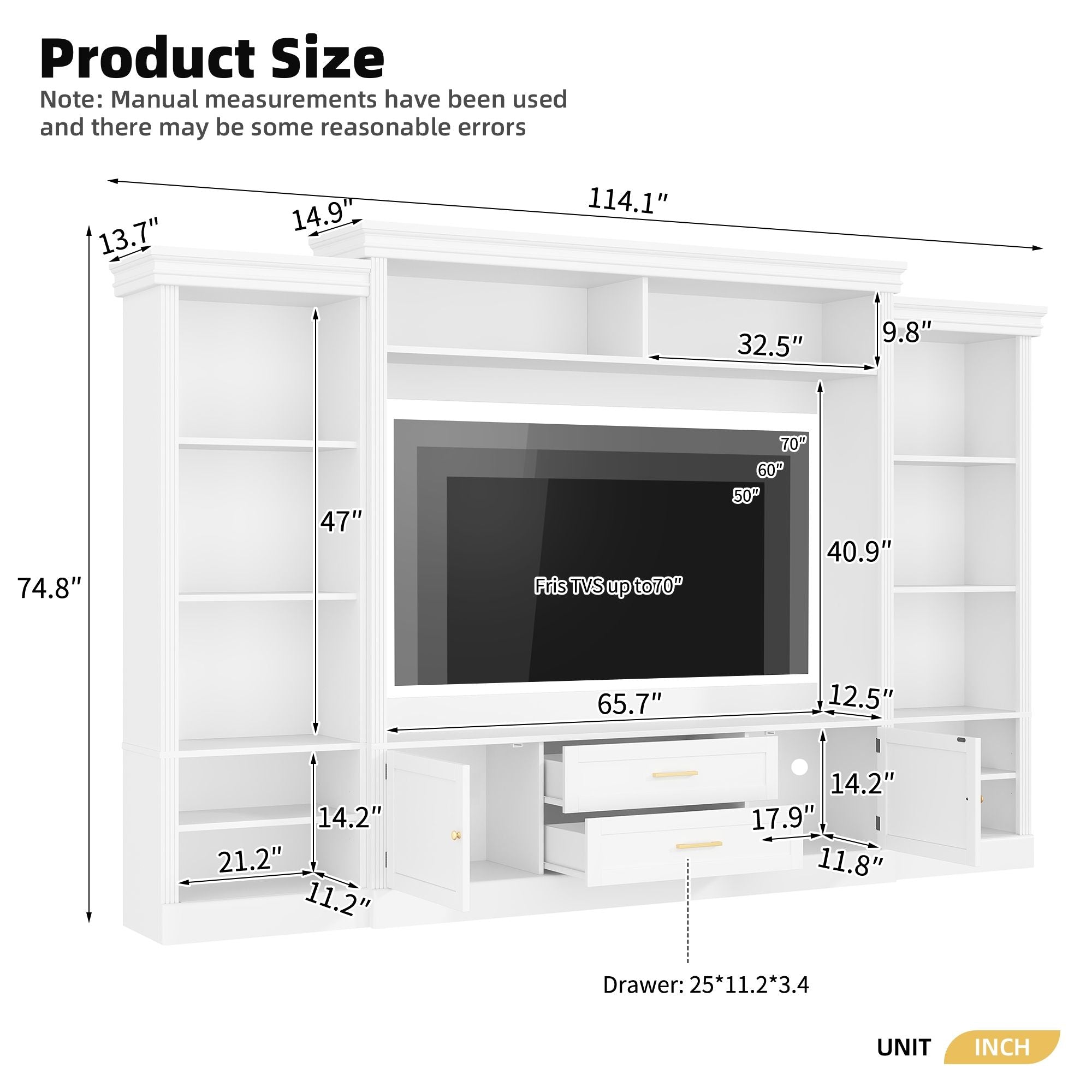 Elegant Entertainment Center Wall Unit With Bookshelves