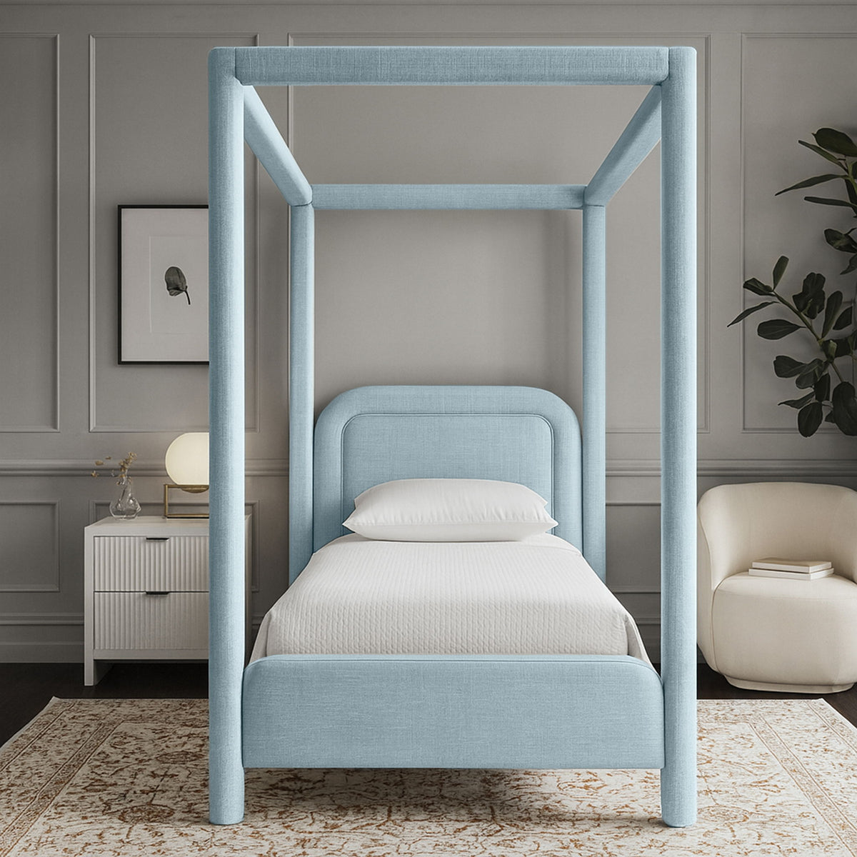 Salina - Linen Textured Fabric Upholstered Bed