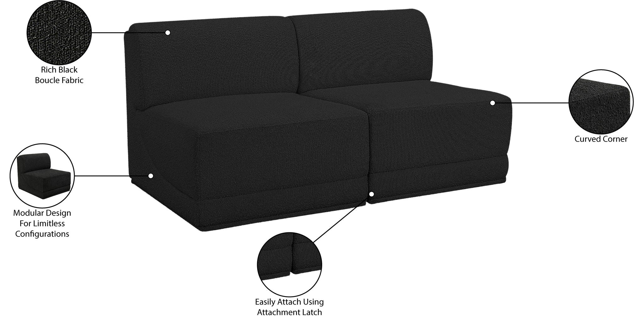 Ollie - 2 Seat Armless Modular Sofa