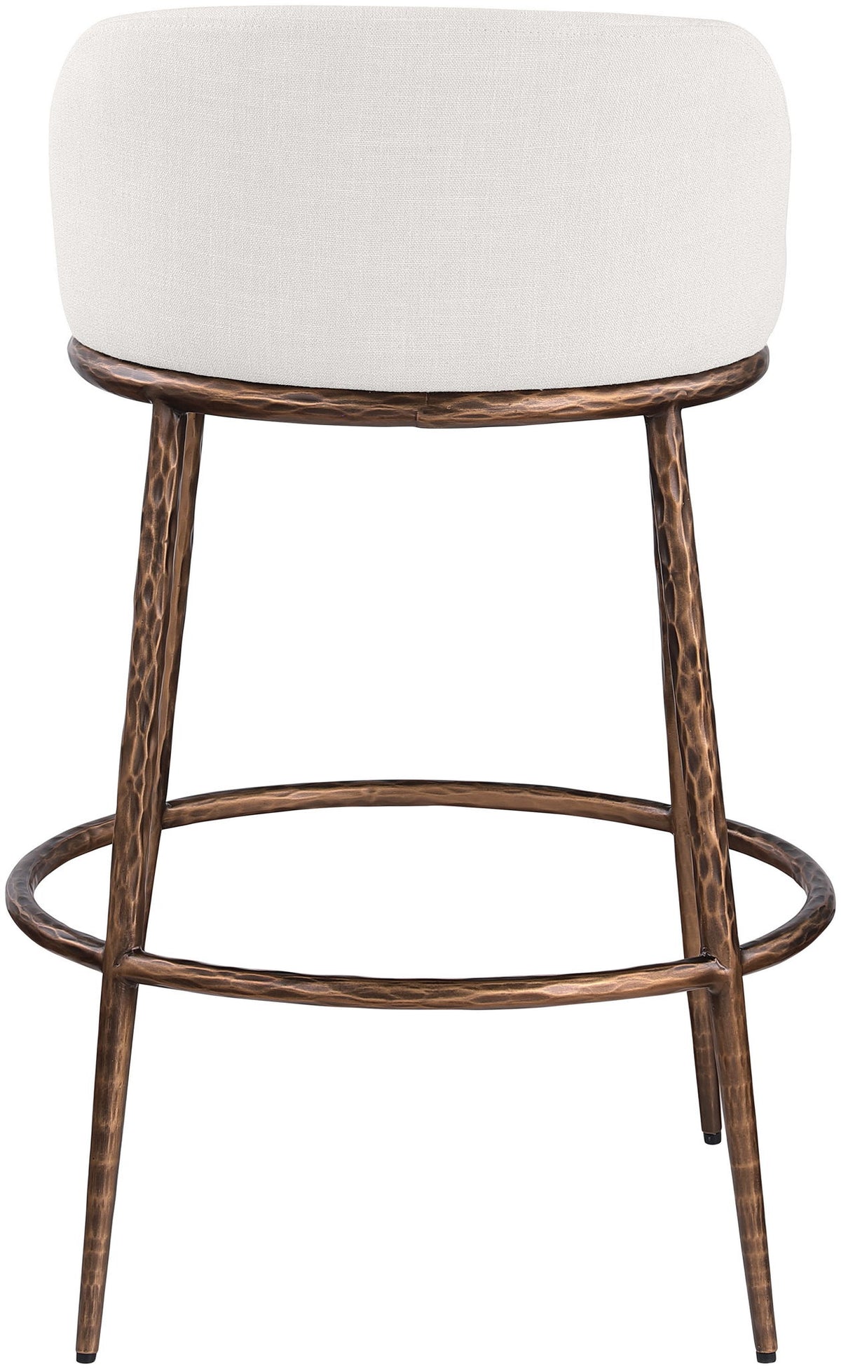 Ferro - Performance Fabric Upholstered Bar Stool - Cream / Antique Bronze