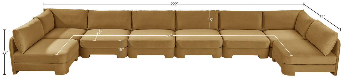 Hammond - Velvet Performance Fabric Upholstered 8 Piece U-Shaped Armless Sectional - Beige
