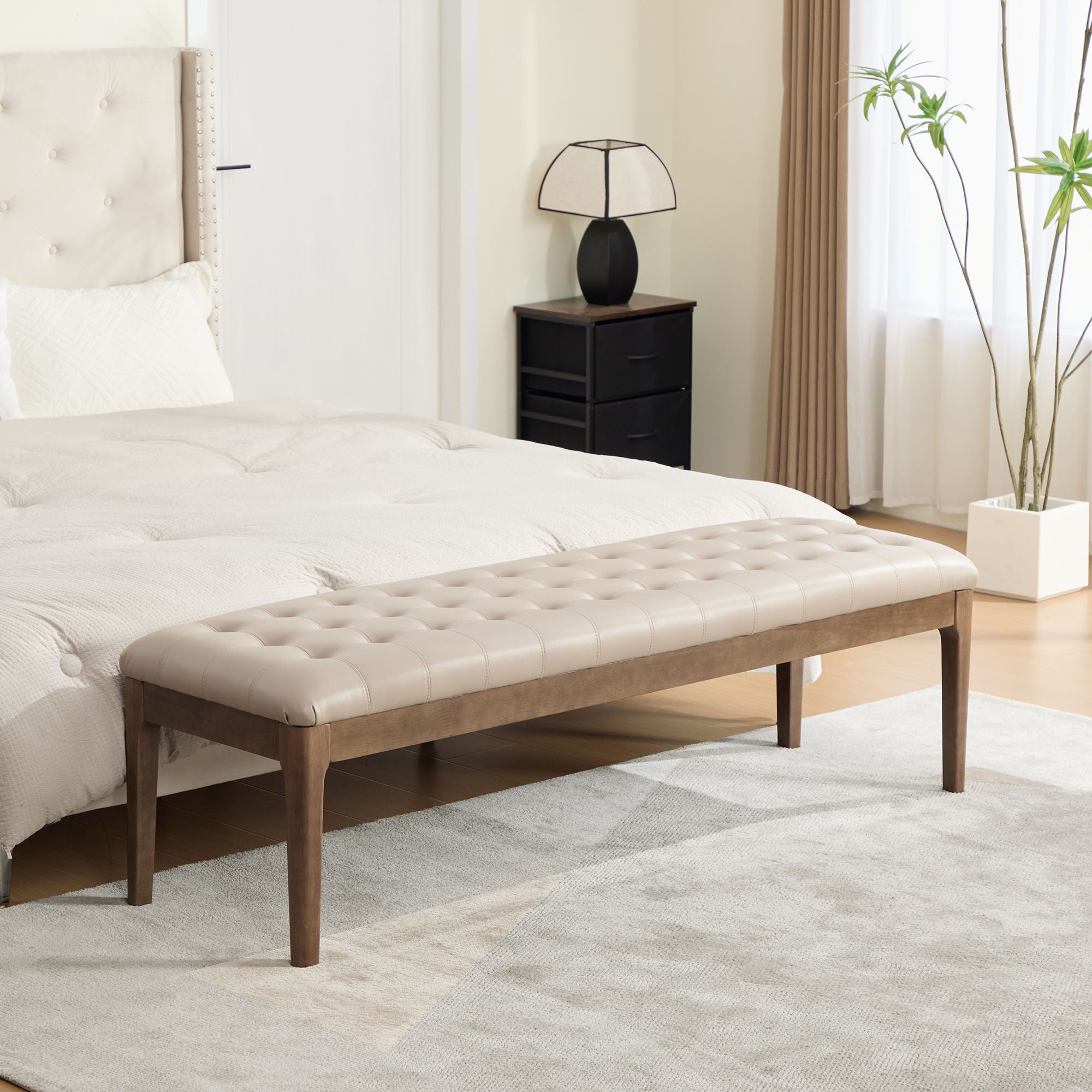Upholstered End Of Bed Bench With Headrest