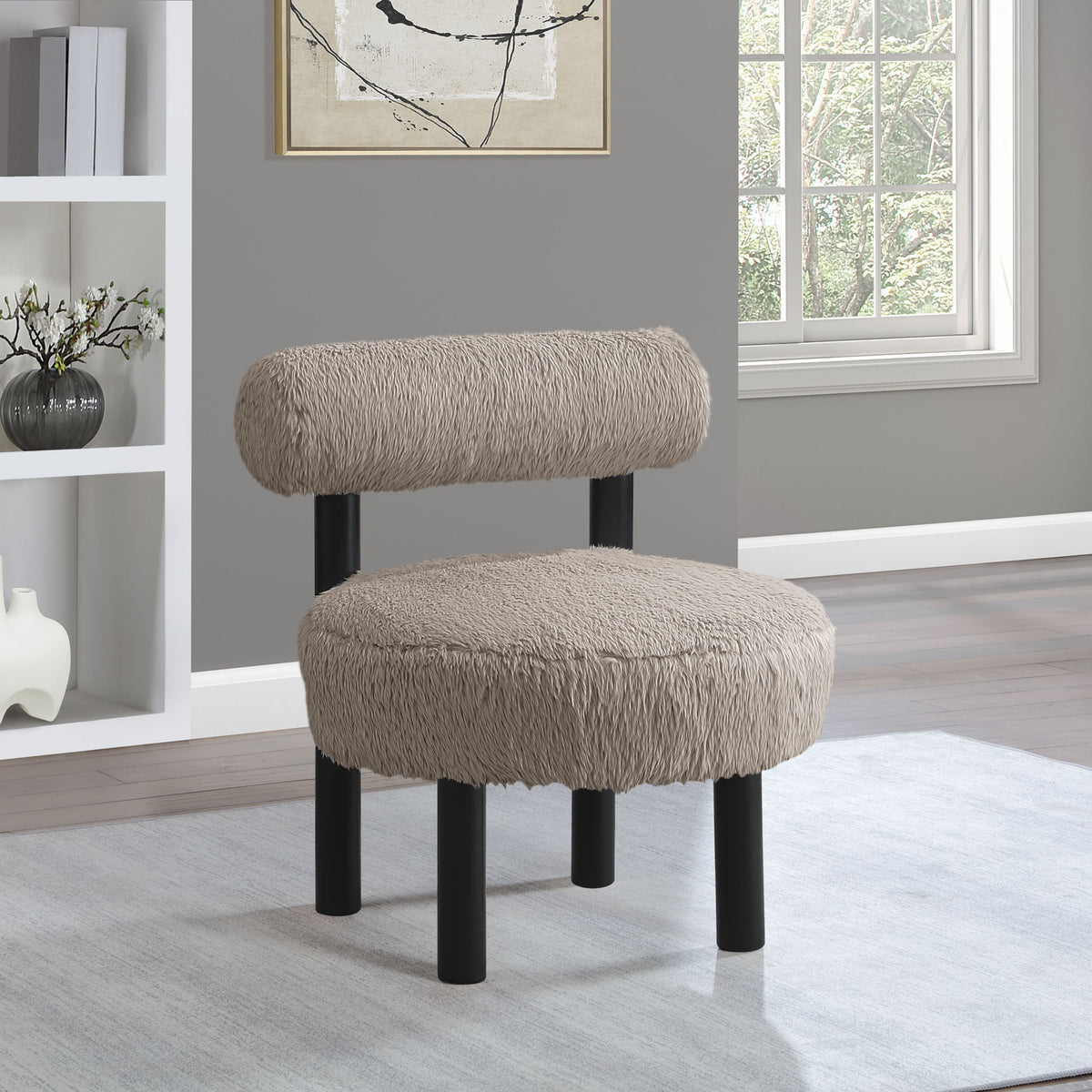 Ambre - Vegan Shearling Fabric Upholstered Accent Chair