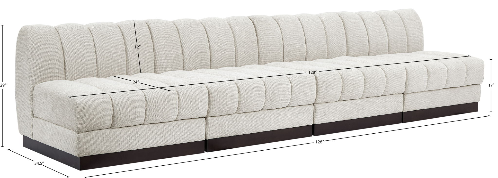 Quinn - 4 Seat Modular Armless Sofa