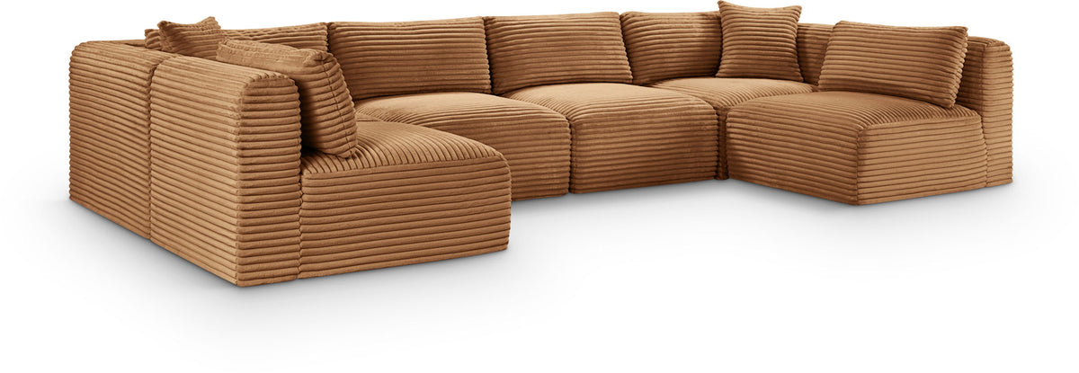Shaggy - Fabric 6 Piece Modular U-Shaped Armless Sectional