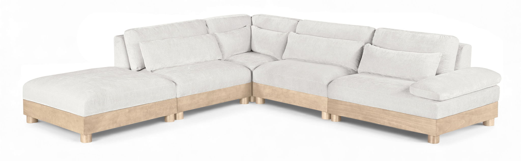 Turin - Chenille Fabric Upholstered Modular Sectional - White