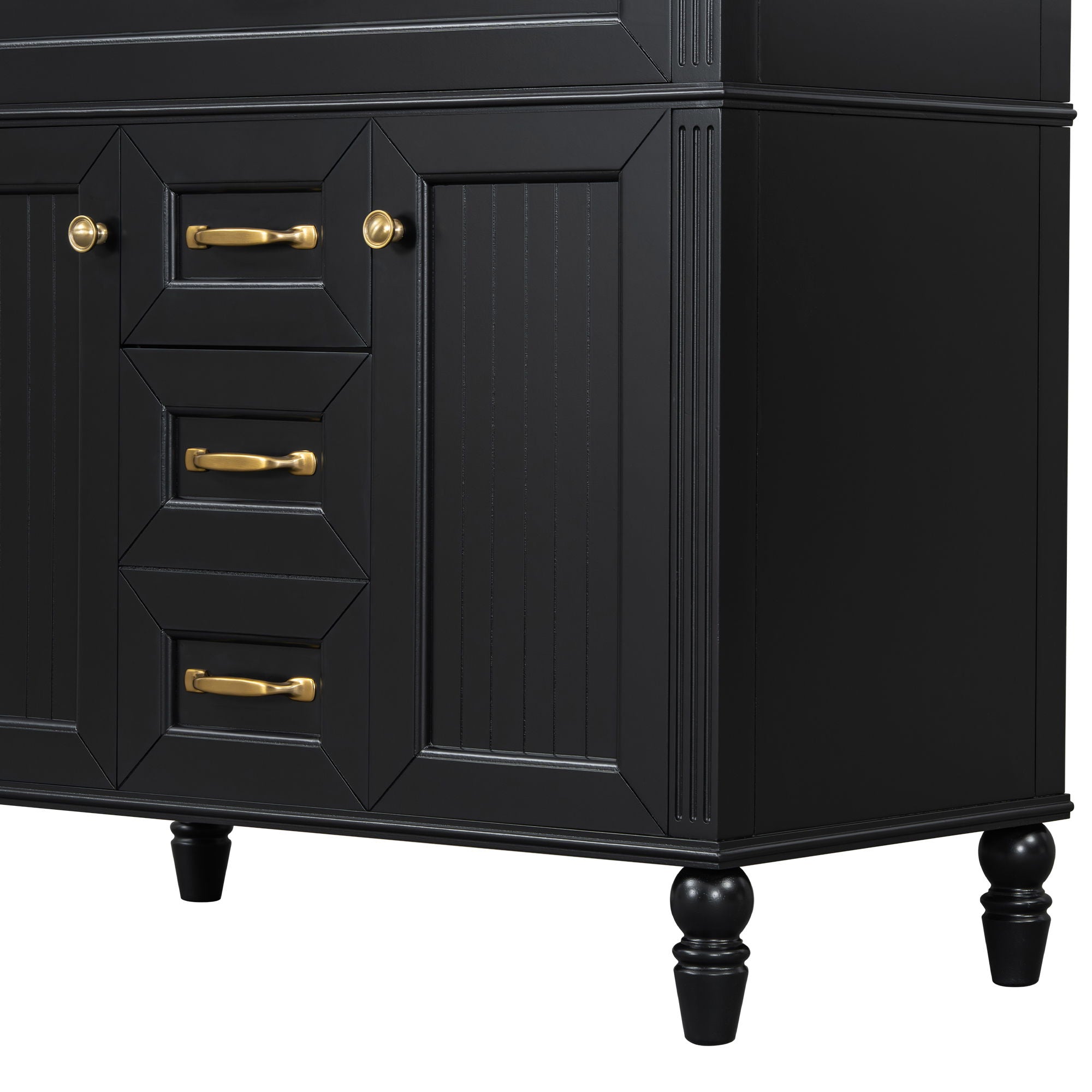 Bathroom Vanity With Sink, Flip-Out Top Drawer, Soft Close Doors, 2 Storage Drawers