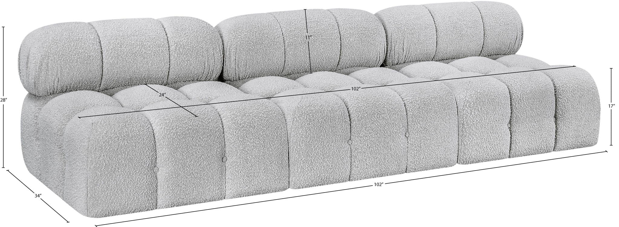 Ames - 3 Seat Modular Armless Sofa